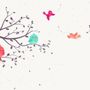 Kinder Cartoon Baum mit Bunten Singvögeln Fototapete