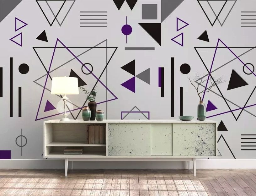 Lila Schwarze Geometrische Formen Fototapete
