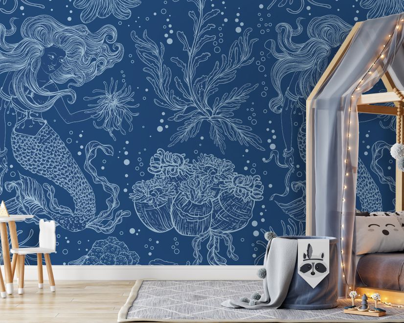 Kids Underwater Mermaid Girl Wallpaper Mural