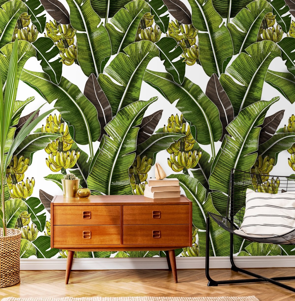 Green Banana Leaves Wallpaper Mural - Peel and Stick