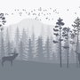 Monochrome Berg- und Waldlandschaft Fototapete