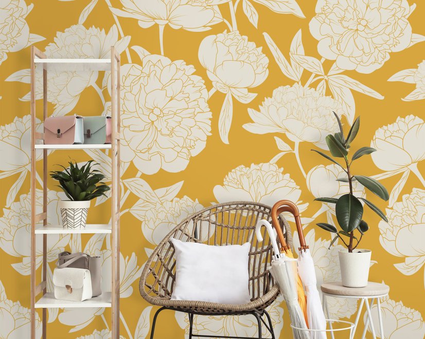 Zeichnung Pfingstrose Blumen Kunst Fototapete