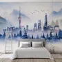 Watercolor Skyscraper Landscape Wallpaper Mural