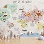  Carte  éducatif en Anglais - Papier peint carte du monde éducative avec animaux pour enfants et bébé