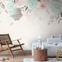 Vintage Soft Blue Vine Flowers Wallpaper Mural