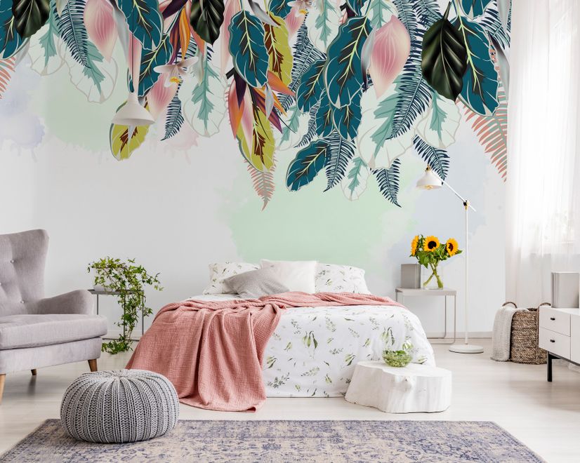 Watercolor Banana Leaf Wallpaper Mural