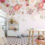 Pink Flowers and Butterflies Wallpaper Mural