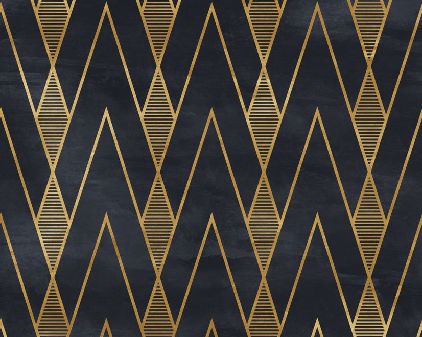Art Deco Triangle Line on Dark Background Wallpaper Mural