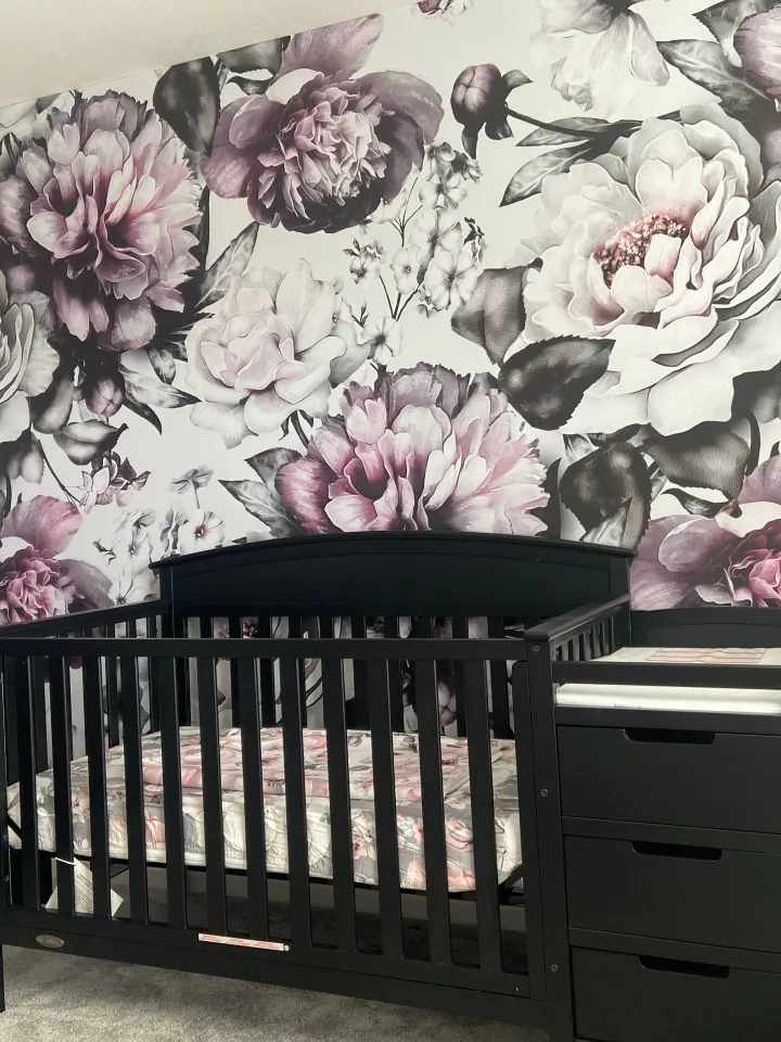 Vintage Dark Large Peony Flower Wallpaper Mural
