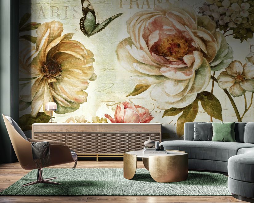 Vintage Hydrangea Wallpaper Mural