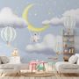 Kinder Cartoon Wolke und Gelber Mond Fototapete