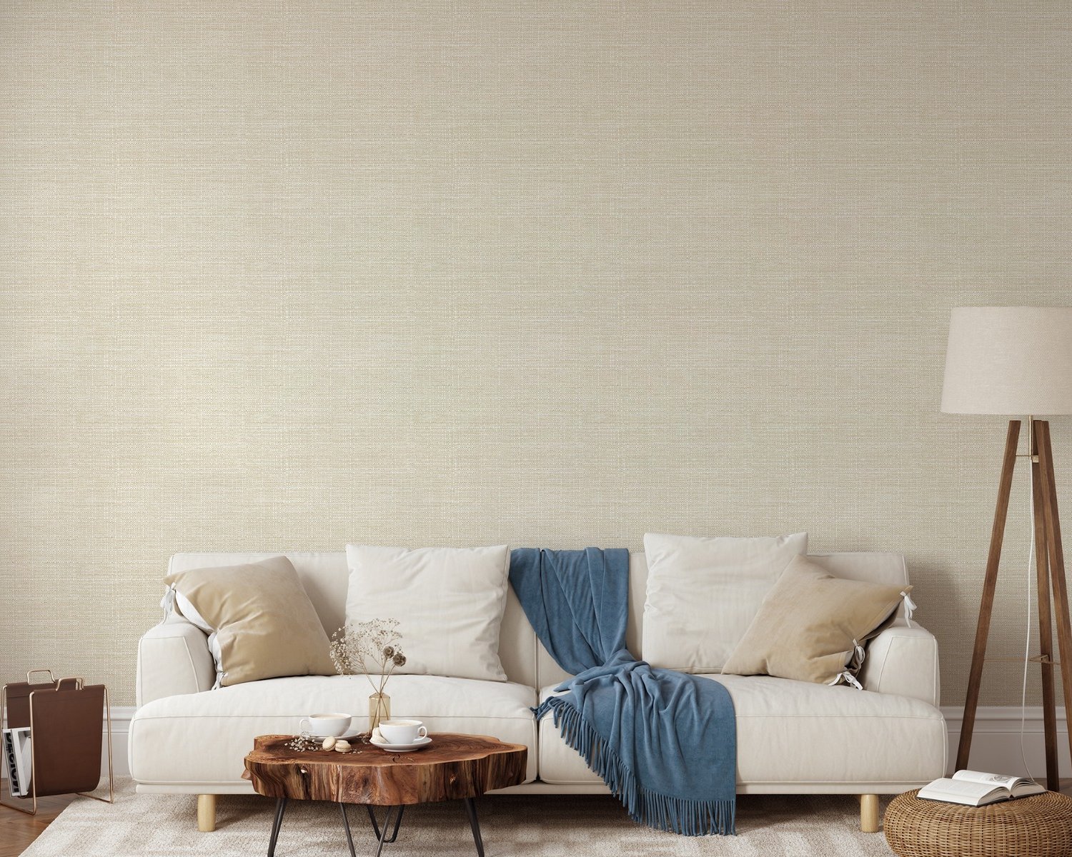 Beige Chenille Texture Wallpaper Mural - Peel and Stick