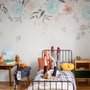 Vintage Soft Blue Vine Flowers Wallpaper Mural
