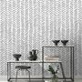 Modern Herringbone Line Black and White  Wallpaper Mural