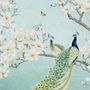 Peacock with Magnolia Blossom Wallpaper Mural