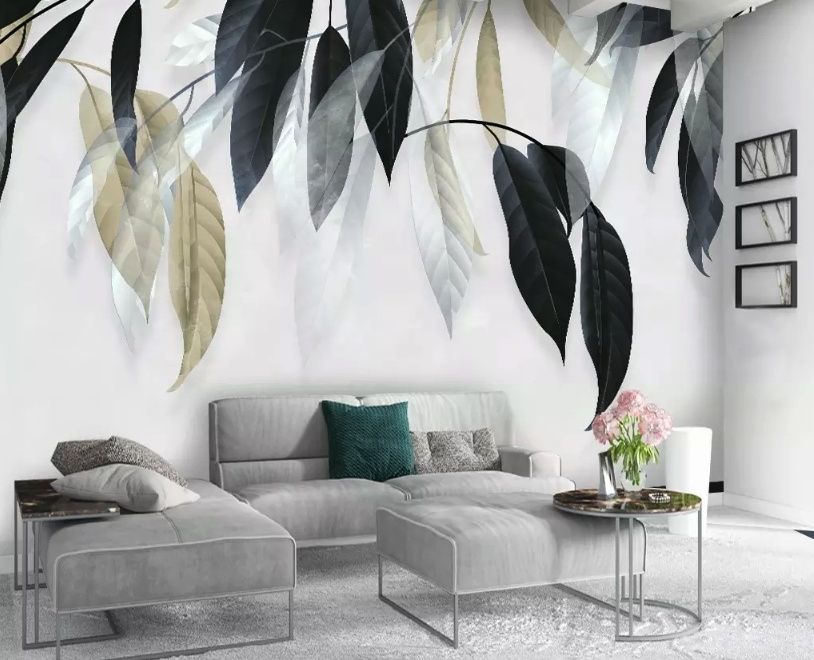 Dark Vintage Leaves Wallpaper Mural