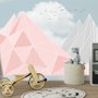 Pink Gray Polygonal Mountain Wallpaper Mural