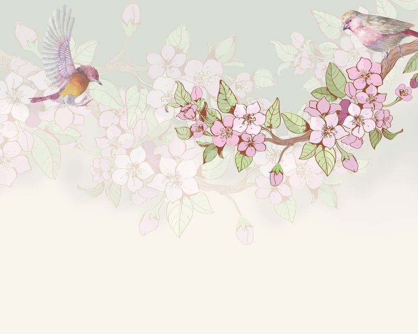 Watercolor Pink Begonia Flowers Wallpaper Mural