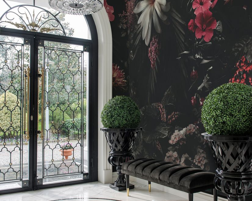 Dark Floral Garden Wallpaper Mural