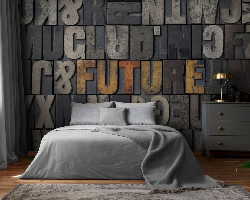 Future Typography Wallpaper Mural