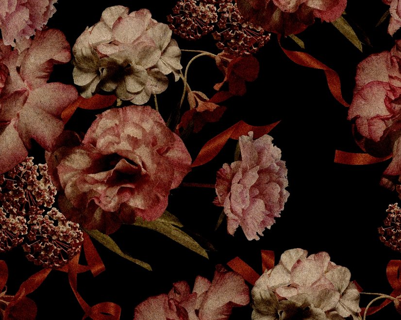 Papier peint panoramique floral vintage foncé