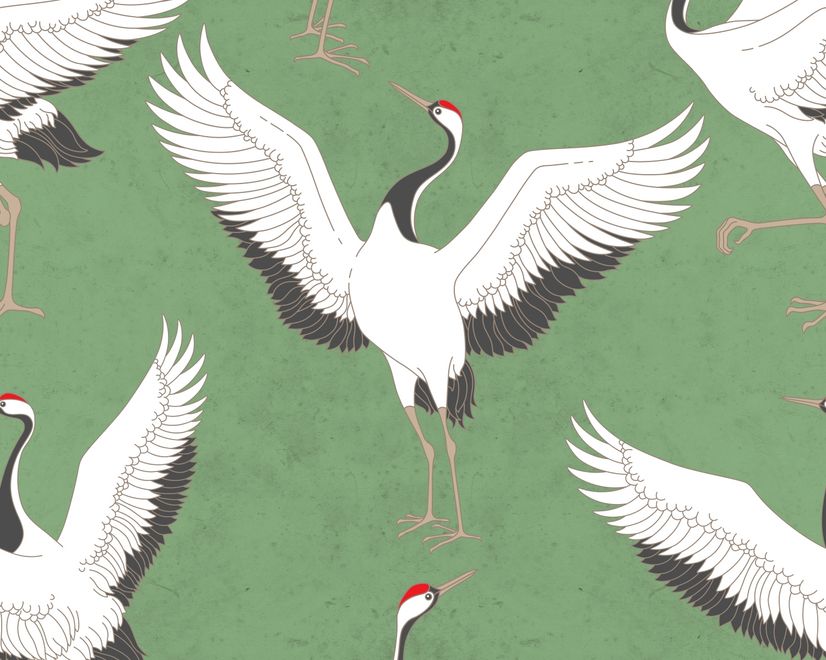 Crane Birds Wallpaper Mural
