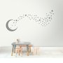 Silver Moon and Little Stars Wall Decal Sticker