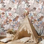 Watercolor Cute Kids Forest Animals in Forest Wallpaper Mural