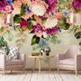 Classical Colorful Vine Flowers Wallpaper Mural