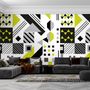Black Yellow Geometric Shapes Wallpaper Mural