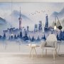 Aquarell-Wolkenkratzer-Landschaft Fototapete