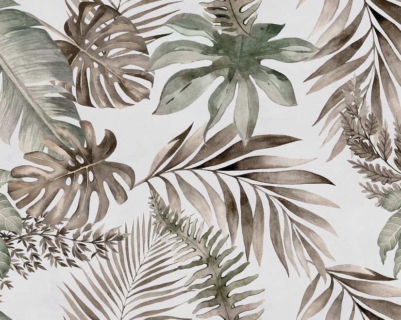 Vintage Banana and Palm Leaves Wallpaper Mural