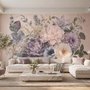 Papier Peint Panoramique Élégant Bouquet de Fleurs Botaniques Pastel