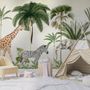 Papier peint animaux tropicaux sauvages avec palmiers pour enfants