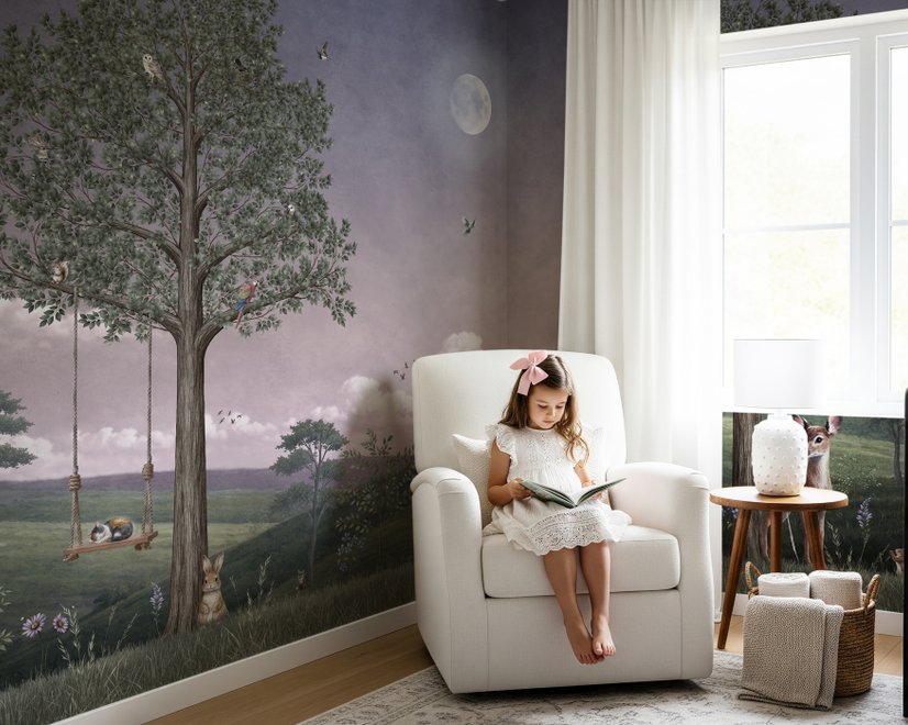 Kids Forest Animals Landscape Wallpaper Mural