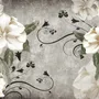Papier peint art fleurs vintage crème