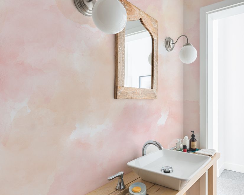 Soft Peach Colors Watercolor Paint  Art Wallpaper Mural
