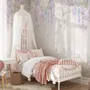 Watercolor Hanging Wisteria Flowers with Hummingbirds Wallpaper Mural 