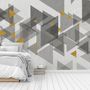Watercolor Yellow Gray Triangle Geometric Wallpaper Mural