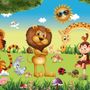 Papier peint panoramique roi lion et animaux sauvages 3D