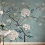 Vintage Pfingstrose Floral und Schwalben Fototapete