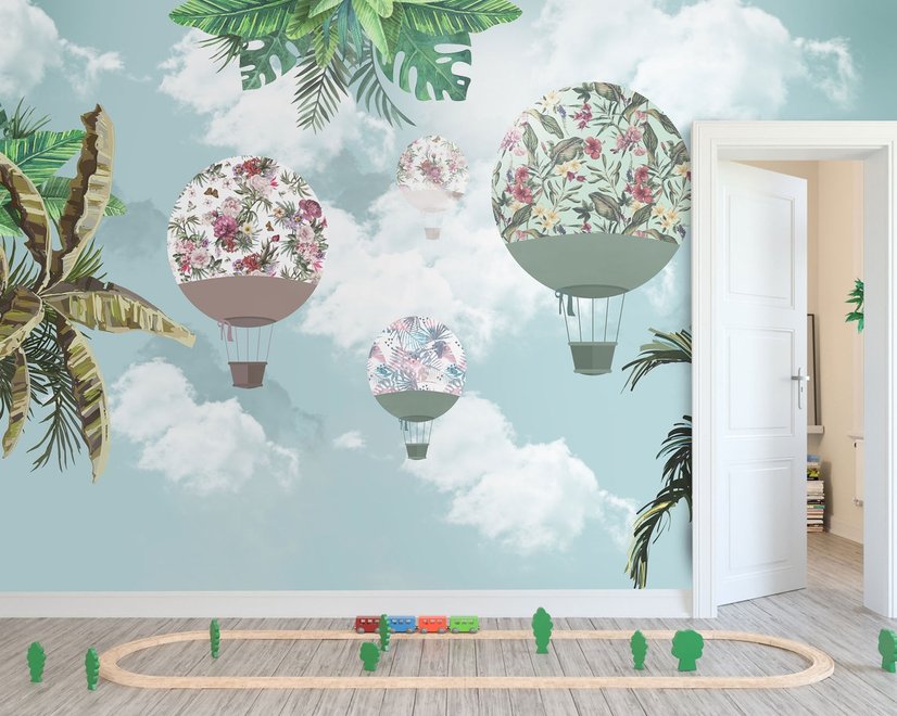 Hot Air Balloons in the Blue Sky Wallpaper Mural