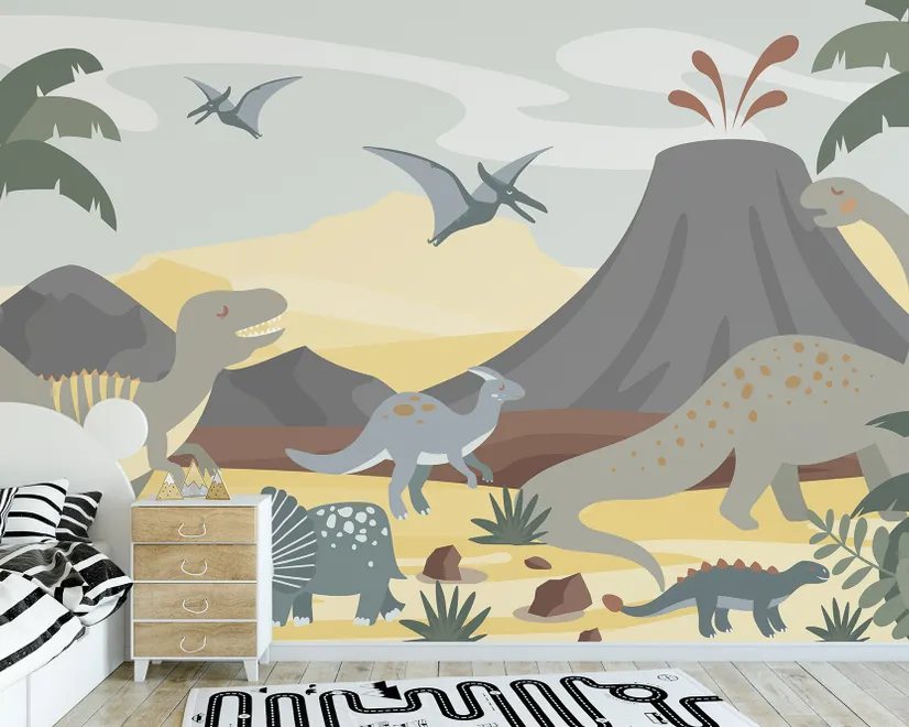 Kids Soft Dinosaurs Wallpaper Mural