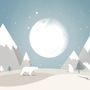 Kids Mountainscape with Fullmoon and White Bears Wallpaper Mural