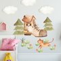 Kids Woodland Shoe with Cute Cats Wall Decal Sticker
