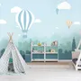 Hot Air Balloon and Blue City Landscape Wallpaper Mural