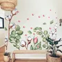 White Cotton Florals with Green Leaf and Pink Rosebud Wall Decal Sticker