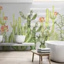 Watercolor Desert Floral and Cactus Wallpaper Mural