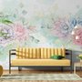 Papier peint panoramique floral doux et aquarelle