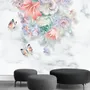 Boho Floral Bouqet with Marble Pattern Wallpaper Mural